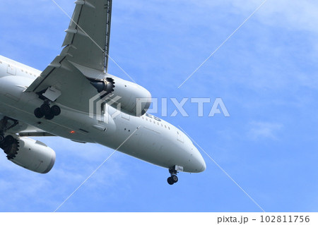 空の旅 青空に上昇する旅客機 空の旅 青空に上昇する旅客機 102811756