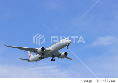 空の旅 青空に上昇する旅客機 空の旅 青空に上昇する旅客機 102811768