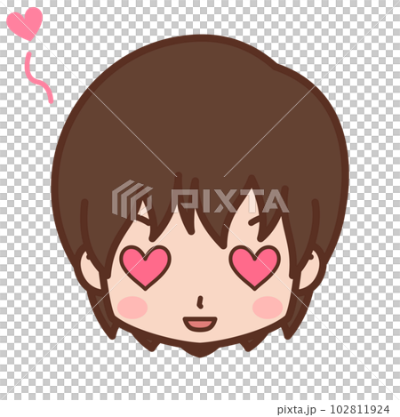 顔・表情アイコン（目がハートマークになる）/男性・若い【6】 102811924