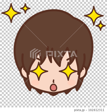 顔・表情アイコン（目をキラキラ輝かせる）/男性・若い【6】 102812311
