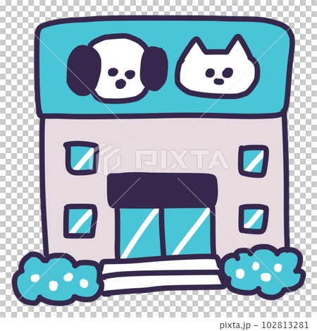犬猫動物病院の建物のかわいいイラスト 102813281