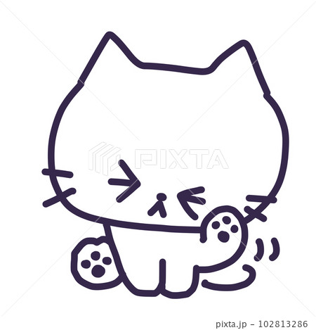耳を掻くかわいい白色の子猫のイラスト 102813286