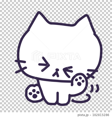 耳を掻くかわいい白色の子猫のイラスト 102813286