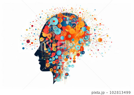 Modern wired headpiece accessory adds a unique touch to this fashionable woman's outfit. A glimpse into the future of style and technology. AI Generative. 102813499