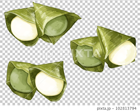 手繪水彩竹年糕(白年糕、草年糕)插畫一點線組 手繪水彩竹年糕(白年糕、草年糕)插畫一點線組 102813794