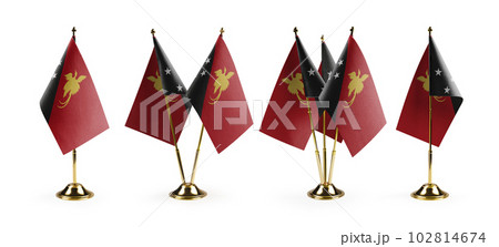 Small national flags of the Papua New Guinea on a white background Small national flags of the Papua New Guinea on a white background 102814674