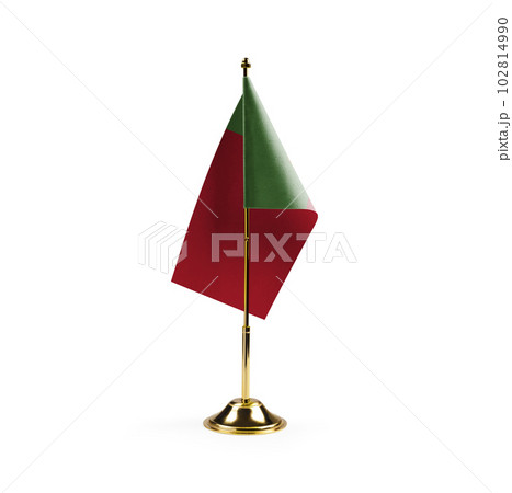 Small national flag of the Portugal on a white background 102814990