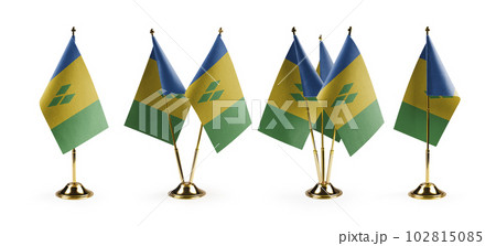 Small national flags of the Saint Vincent on a white background 102815085