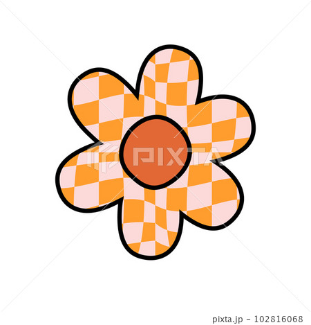 Vector groovy flower with checker texture pattern Vector groovy flower with checker texture pattern 102816068