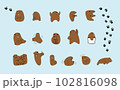 いろいろな形のくま　表情　ポーズ　さし絵　イラスト　セット　 102816098