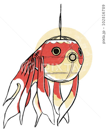 光を灯す金魚ちょうちん 版画風のイラスト素材 [102816789] - PIXTA