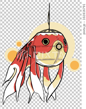 A goldfish lantern lit against a background of rows of lights, brush-painted and matte-painted A goldfish lantern lit against a background of rows of lights, brush-painted and matte-painted 102816791