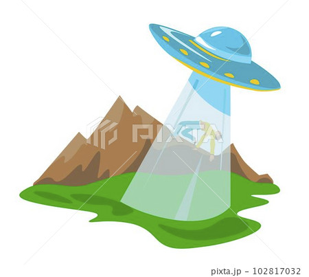 Conspiracy theory, aliens abducting people vector Conspiracy theory, aliens abducting people vector 102817032