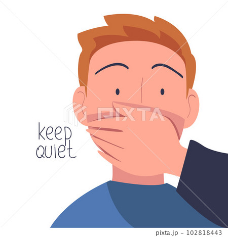 Prohibition of Independent Media with Man Having Closed Mouth Vector Illustration 102818443