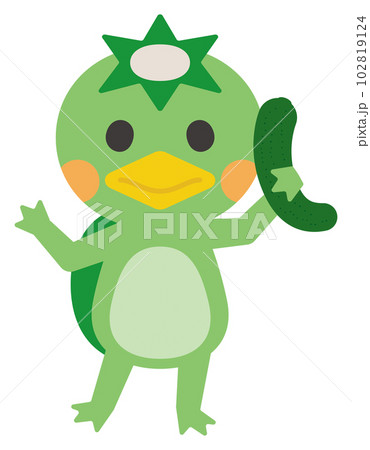 キュウリを持ったカッパのベクターイラスト/日本の妖怪/夏の肝試し・お化け屋敷 キュウリを持ったカッパのベクターイラスト/日本の妖怪/夏の肝試し・お化け屋敷 102819124