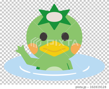 水の中にいるカッパのベクターイラスト／日本の妖怪／夏の肝試し・お化け屋敷 102819128