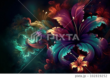 Colorful fantasy flower background, generative ai 102819252