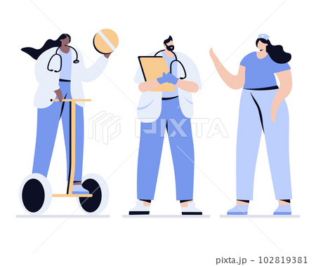 medical man people vector doctors and nurses doctor on segway with tablet 102819381