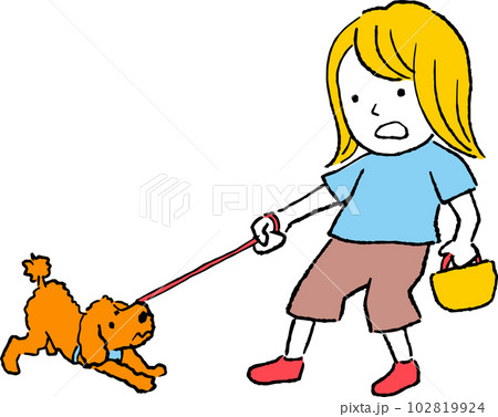 子どもと犬　こっちに来るの！ 102819924