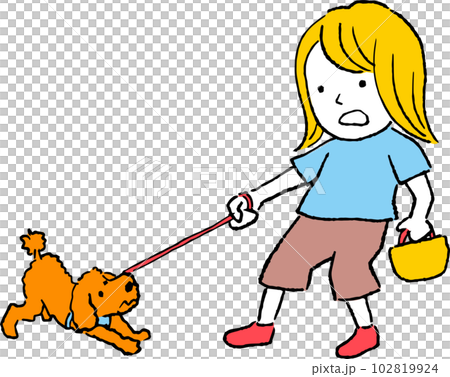 子どもと犬　こっちに来るの！ 102819924