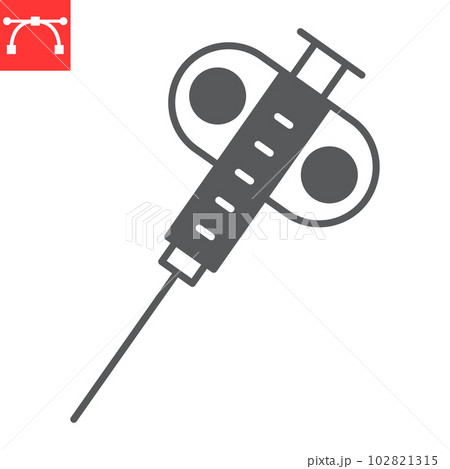 Biopsy device glyph icon, oncology and diagnostics, biopsy needle vector icon, vector graphics, editable stroke solid sign, eps 10. 102821315