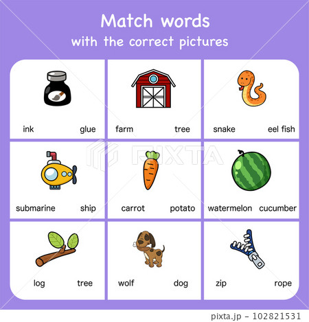 match words with pictures. Educational worksheet for preschool match words with pictures. Educational worksheet for preschool 102821531