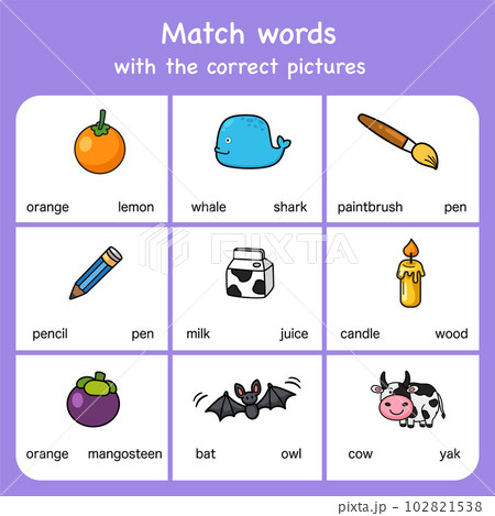 match words with pictures. Educational worksheet for preschool match words with pictures. Educational worksheet for preschool 102821538