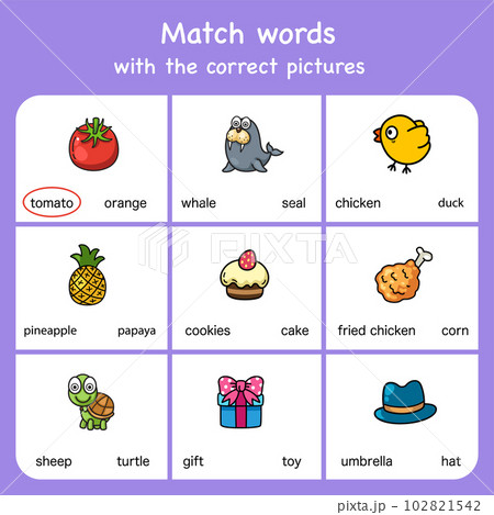 match words with pictures. Educational worksheet for preschool 102821542