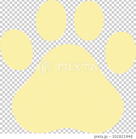 淡いイエローの動物の足跡 102821948