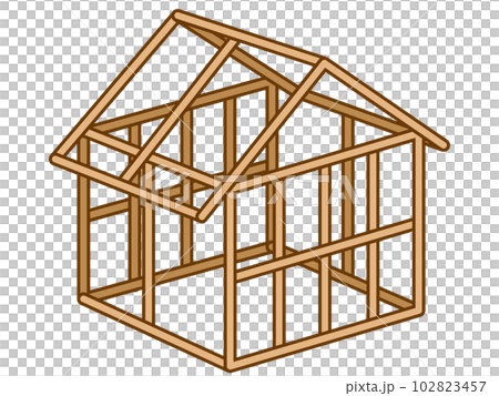 簡單的房子框架由木頭製成 102823457