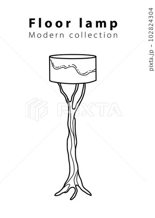 Modern Lamp for the living room, floor lamps, hand-drawn in different sizes and types, doodle sketch, modern and vintage 102824304