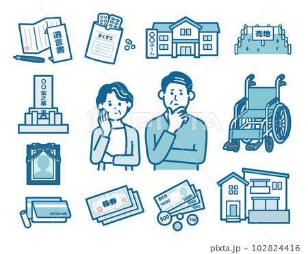 高齢者の様々な悩みイラスト 102824416
