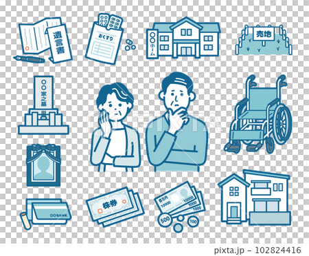 高齢者の様々な悩みイラスト 102824416