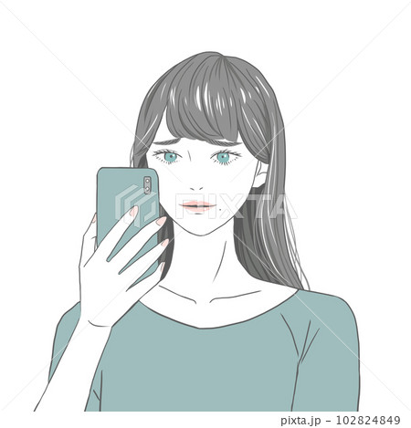 スマホを持つ女性 困る女性 スマホを持つ女性 困る女性 102824849