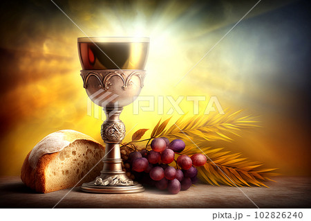 Holy communion on table on church.The Feast of Corpus Christi Concept. Generative AI. 102826240
