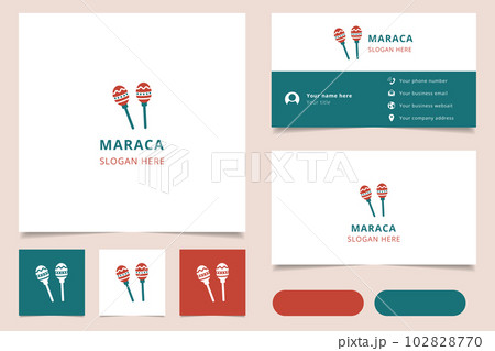 Maraca logo design with editable slogan. Branding book and business card template. Maraca logo design with editable slogan. Branding book and business card template. 102828770