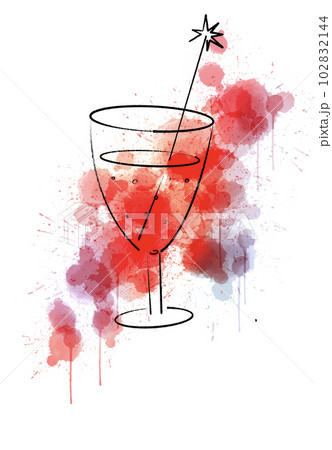 カクテルグラス　赤　水滴　透明背景 102832144