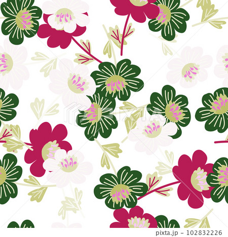 Simple chamomile flower seamless pattern. Decorative naive botanical wallpaper. Cute stylized flowers background. Simple chamomile flower seamless pattern. Decorative naive botanical wallpaper. Cute stylized flowers background. 102832226