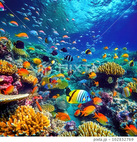 Magnificent underwater world of the tropical ocean. 102832769