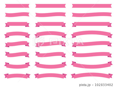 シンプルなピンクのリボンの大中小バリエーションセット 102833402