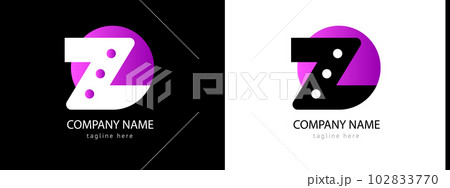 Logo Emblem Monogram letter Z in pink circle. identity company. 102833770