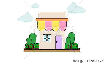 Shop and cherry blossoms 102834173