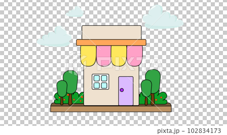 Shop and cherry blossoms 102834173