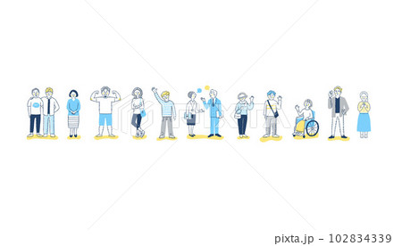 ダイバーシティ・多様性のイメージ　横並び 102834339