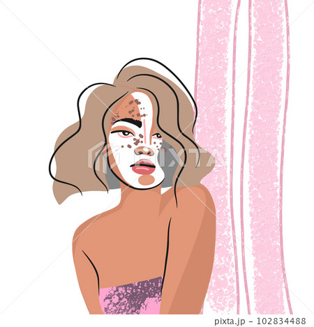 Stylish illustration with a fashionable girl with blonde hair Stylish illustration with a fashionable girl with blonde hair 102834488