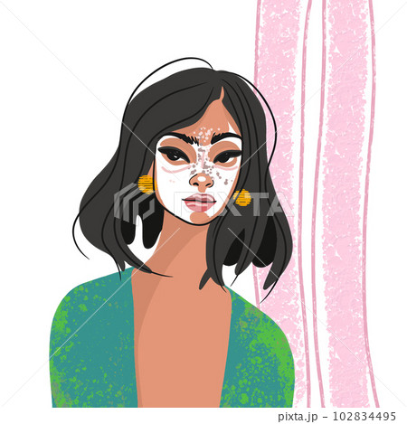 Fashion illustration with fashion girl in flat style 102834495
