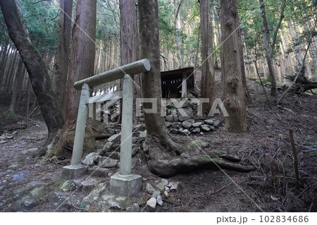 伊豆ケ岳山頂から正丸峠へ。正丸峠から正丸駅に向かう登山道にある神社 2023年2月17日 伊豆ケ岳山頂から正丸峠へ。正丸峠から正丸駅に向かう登山道にある神社 2023年2月17日 102834686