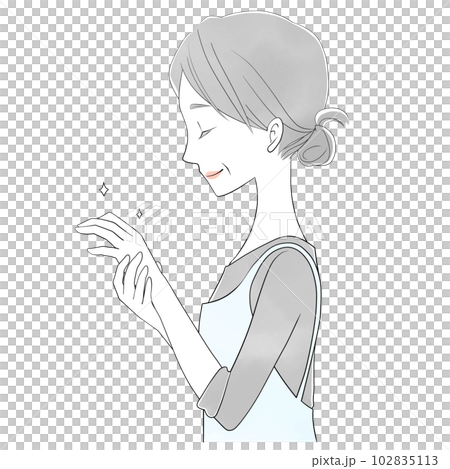 Hand care Illustration of a senior woman 102835113