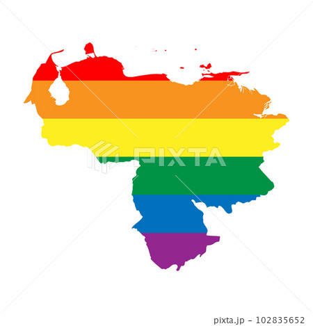 Venezuela country silhouette. Country map silhouette in rainbow colors of LGBT flag. 102835652