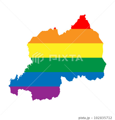 Rwanda country silhouette. Country map silhouette in rainbow colors of LGBT flag. 102835712
